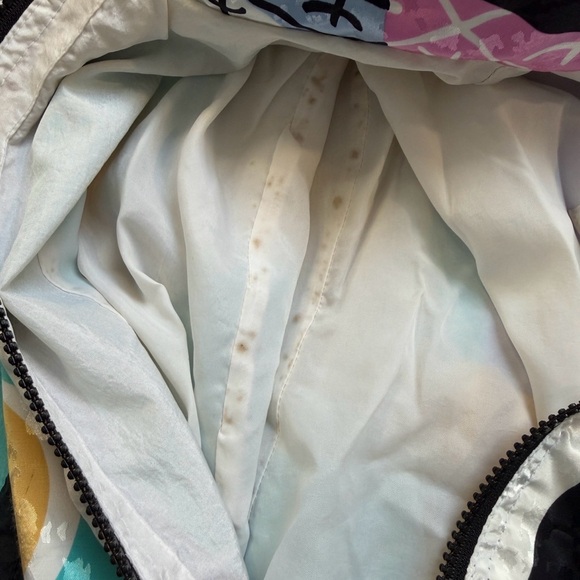 Vintage 90s East West Abstract Pop Art Light Blue Multi Color Windbreaker Jacket - Picture 8 of 9